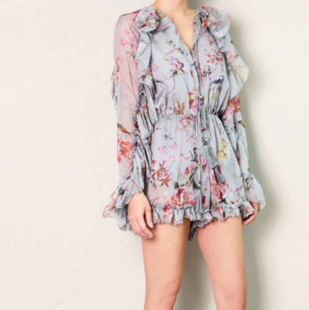 SWOON RUFFLE FLORAL GEORGETTE ROMPER SIZE S/M - Picture 4 of 16